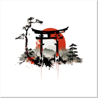 Japanese art torii gate Posters and Art